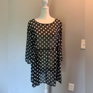 Polka dot sheer blouse